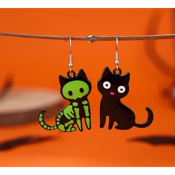 Náušnice B-TOP Visací náušnice Zombie a Černá Kočka