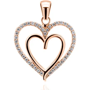 Přívěsek Brilio Silver Okouzlující bronzový přívěsek srdce se zirkony PT13R + 2 měsíce na vrácení zboží