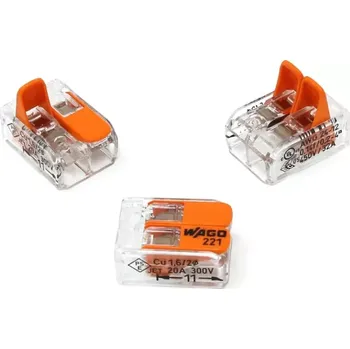 Wago - 2cestná páčková rychlosvorka, 3 ks/bal (typ 221)