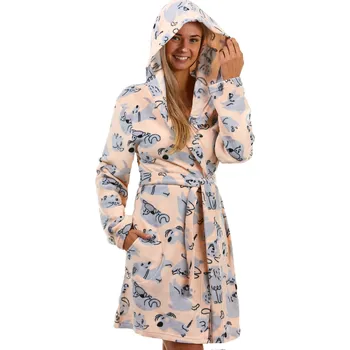 Dámský župan Růžový i šedý dámský teploučký župan grafity se psi a štěňaty 1Z1414 růžová l