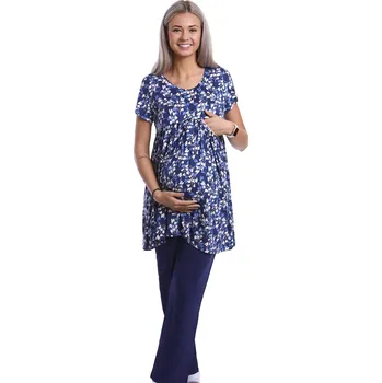 Dámské noční prádlo Luxusní těhotenské a kojící pyžamo 1D0984 modrá xl