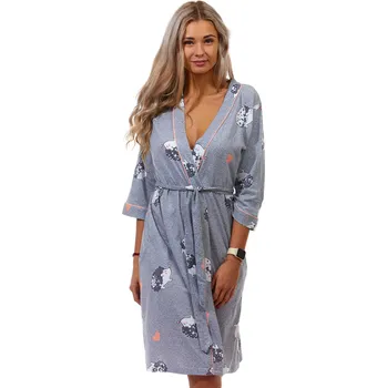 Dámský župan Šedý lehký dámský župan s ježky 1G0508 šedá l