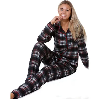 Dámské pyžamo Černošedé i vínové a červené kárované elegantní pyžamo celopropínací na kojení do porodnice 1B1912 šedá l