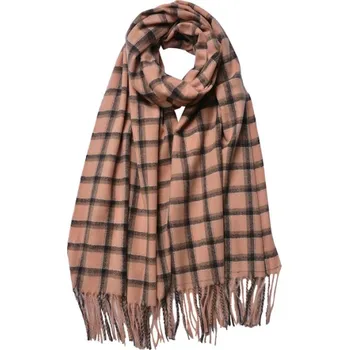 Šála Dámská starorůžová zimní šála s hnědou kostkou – 70x180 cm