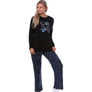 Dámské noční prádlo Černé i modré strakaté jemné luxusní pyžamo pro ženy či dívky Girls can do anyThing 1B2032 černá m