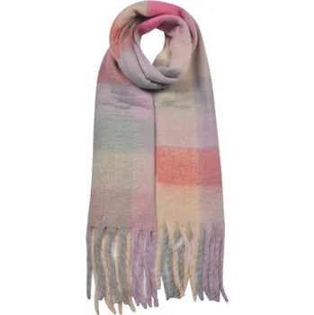 Šála Dámská kostkovaná zimní šála růžovo-oranžová – 35x210 cm