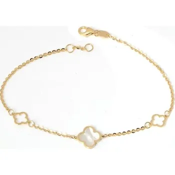 Náramek Dámský zlatý čtyřlístkový náramek ZLNA1438F 17-18 cm + Dárek zdarma