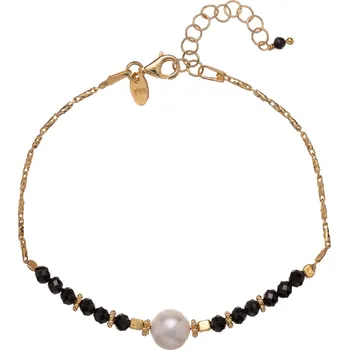 Náramek Alisia Pozlacený náramek s černým spinelem a říční perlou AL4110-Oro-Spinello + 2 měsíce na vrácení zboží