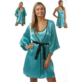 Dámský župan Luxusní košilka a župan v dokonalém kompletu pro ženy 1E8297 zelená l