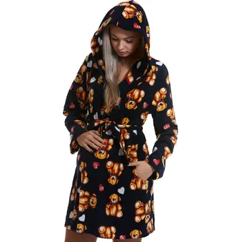 Dámský župan Modrý a hnědý župan na kojení s plyšáky 1Z1175 hnědá s