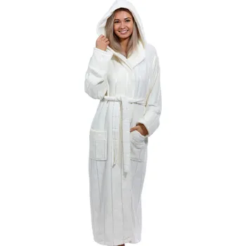 Dámský župan Bílý pruhovaný luxusní župan pro ženy - Extra froté - perlový odstín 1ZF3012 bílá xxl