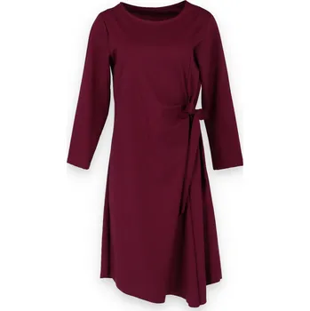 Dámské šaty Dlouhé šaty s vázáním 80179 Italie barva: červená-bordó