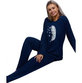 Dámské pyžamo Tmavě modré pyžamo pro plnoštíhlé ženy či dívky PTAČÍ PÍRKO 5XL-7XL 1B1908 modrá 6xl