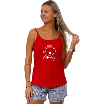 Dámské pyžamo Červené a šedé medvědí dámské pyžamo Youre Amazing 1B1783 červená xl