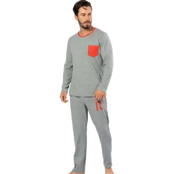 Pánské pyžamo Šedo červené pyžamo pro muže 1XL-4XL 1P1411 červená 1xl