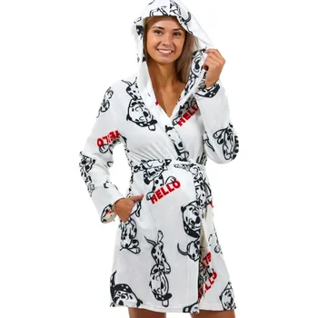 Dámské pyžamo Bílý i černý teploučký župan s hlubokou kapucí na kojení HELLO Dalmatin 1Z1389 bílá xl