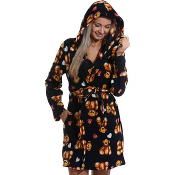 Dámský župan Modrý a hnědý dámský župan s plyšáky 1Z1175 hnědá xl