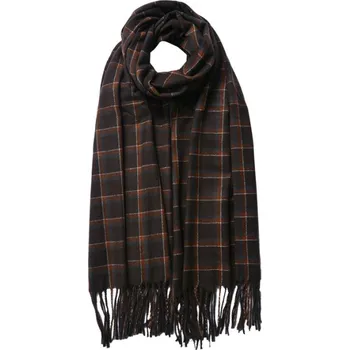 Šála Dámská hnědá zimní šála s modrou kostkou – 70x180 cm