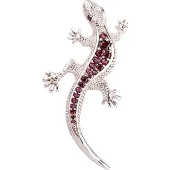 Přívěsek granát - stříbrný přívěsek - ještěrka (1577) povrchová úprava: zlacené