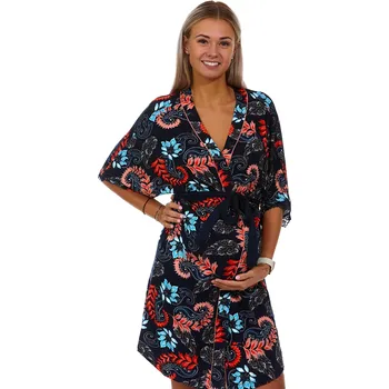 Dámský župan Modrý i meruňkový jemný župan do porodnice na kojení - Mandaly 1D1209 modrá l