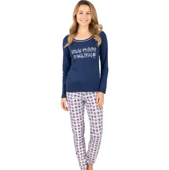 Dámské pyžamo Luxusní pyžamo dámské Owls 1B1429 modrá m