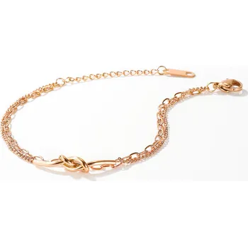 Náramek B-TOP Dvojitý náramek z růžově pozlacené nerezové oceli Uzel