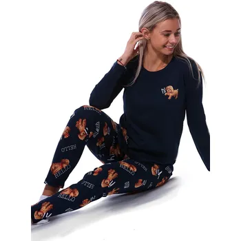 Dámské pyžamo Modré i hnědé pyžamo pro ženy či dívky s pejskama pro milovnice pejsků 1B2111 modrá xl