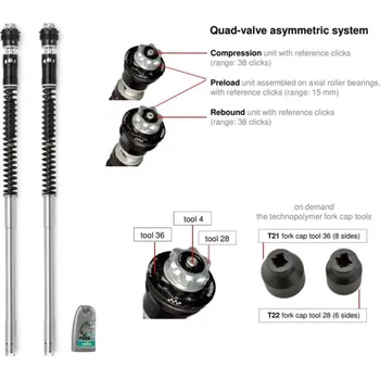 Matris Dampers Itálie Aprilia SHIVER GT 750 09/12 Náboje předních vidlic ''fork cartridge kit'' F20K