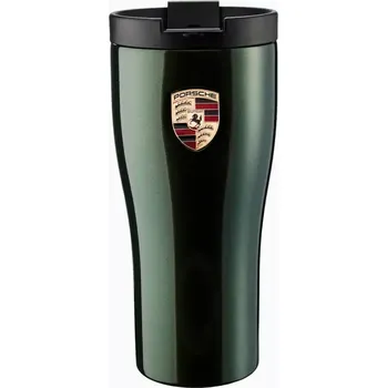 PORSCHE Thermal travel cup Termoska temně zelená metalíza 460 ml (Dvoustěnný termohrnek Porsche vyrobený z nerezové oceli)