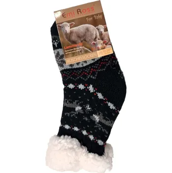 Dětské termoprádlo Emi Ross Dětské teplé ponožky s kožíškem 12-24 měsíců černá