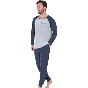 Pánské pyžamo Tmavě zelené a šedé pyžamo pro muže MAKE SOME NOISE 1P1587 zelená s