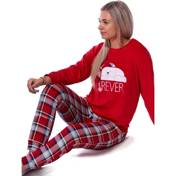 Dámské pyžamo Červené kárované pyžamo pro ženy či dívky s ledním medvědem 1B2161 červená l
