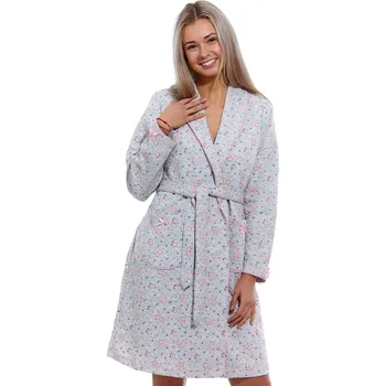 Dámský župan Růžový i šedý romantický luxusní květovaný župan pro ženy ROSES 1G0511 růžová m