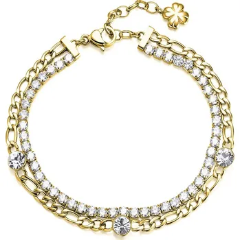 Šperk Brosway Dvojitý pozlacený náramek pro štěstí se zirkony Desideri BEI048 + 2 měsíce na vrácení zboží