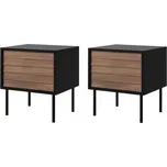 SADA 2x Noční stolek CORTINA 51x45 cm černá/ořech warnia