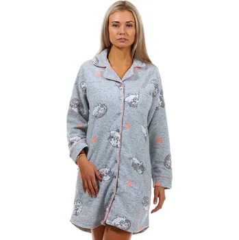 Dámská noční košile Šedá i růžová srdíčková hřejivá TEPLÁ košilka pro ženy zamilovaný ježek 1Z1449 šedá l