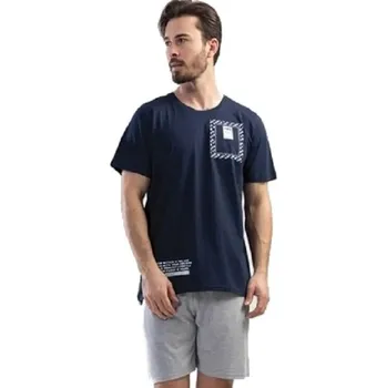 Pánské pyžamo Modré i šedé pyžamo pro sportovní muže 1P1537 modrá m