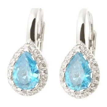 Náušnice Náušnice z bílého zlata s modrými a čirými zirkony NA1616F + Dárek zdarma