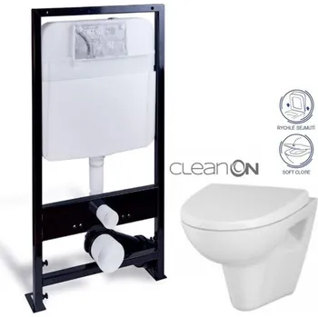 WC sada PRIM předstěnový instalační systém bez tlačítka + WC CERSANIT CLEANON PARVA + SEDÁTKO PRIM_20/0026 X PA1