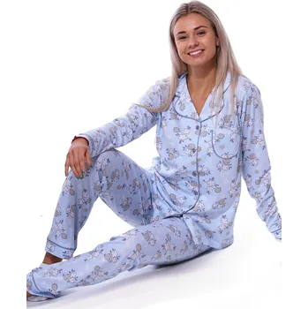 Dámské oblečení Nebesky modré květované elegantní pyžamo celopropínací pro ženy či dívky 1B2120 modrá m