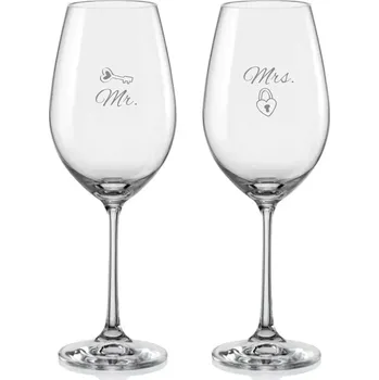 Sklenice Svatební skleničky na víno Mr. & Mrs., 2 ks