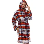 Vínový, šedý oranžový i modrý hřejivý župan pro plnoštíhlé ženy i slečny KÁROVANÝ VZOR 1Z1613 šedá 4xl
