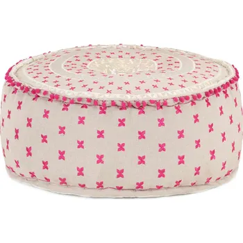 Taburet vidaXL Kulatý taburet s výšivkou bavlna 60 x 25 cm barevný