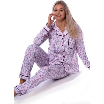 Dámské pyžamo Lila, fialové i růžové květované elegantní pyžamo celopropínací pro ženy či dívky 1B2115 fialová s