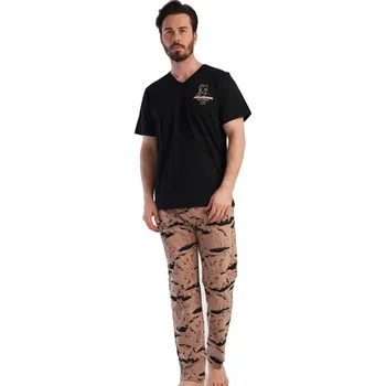 Pánské pyžamo Černé i hnědé pyžamo pro muže s medvědy 1P1504 hnědá xl