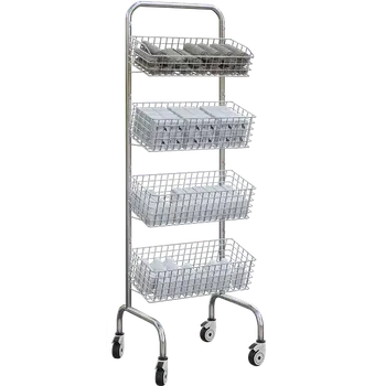 Stavební technika WIRE MOBIL 104, nerezový vozík s 4 drátěnými koši