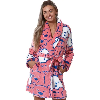 Dámský župan Růžový dámský župan huňatý Medvědí grafity 1Z1264 růžová xl