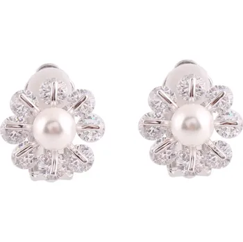 Náušnice B-TOP Elegantní náušnice klipsy Květ se zirkony