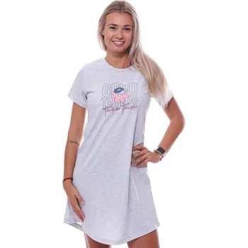 Dámské noční prádlo Šedá noční košilka s krátkými rukávy pro ženy či dívky Take Time s ježečkem 1C3651 šedá s