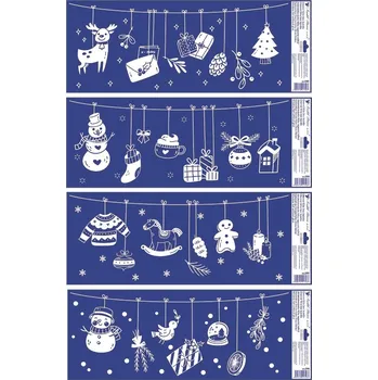 Vánoční dekorace ANDEL vánoce 2025 Okenní fólie bílé ozdoby na šňůrce s glitry 60 x 22,5 cm